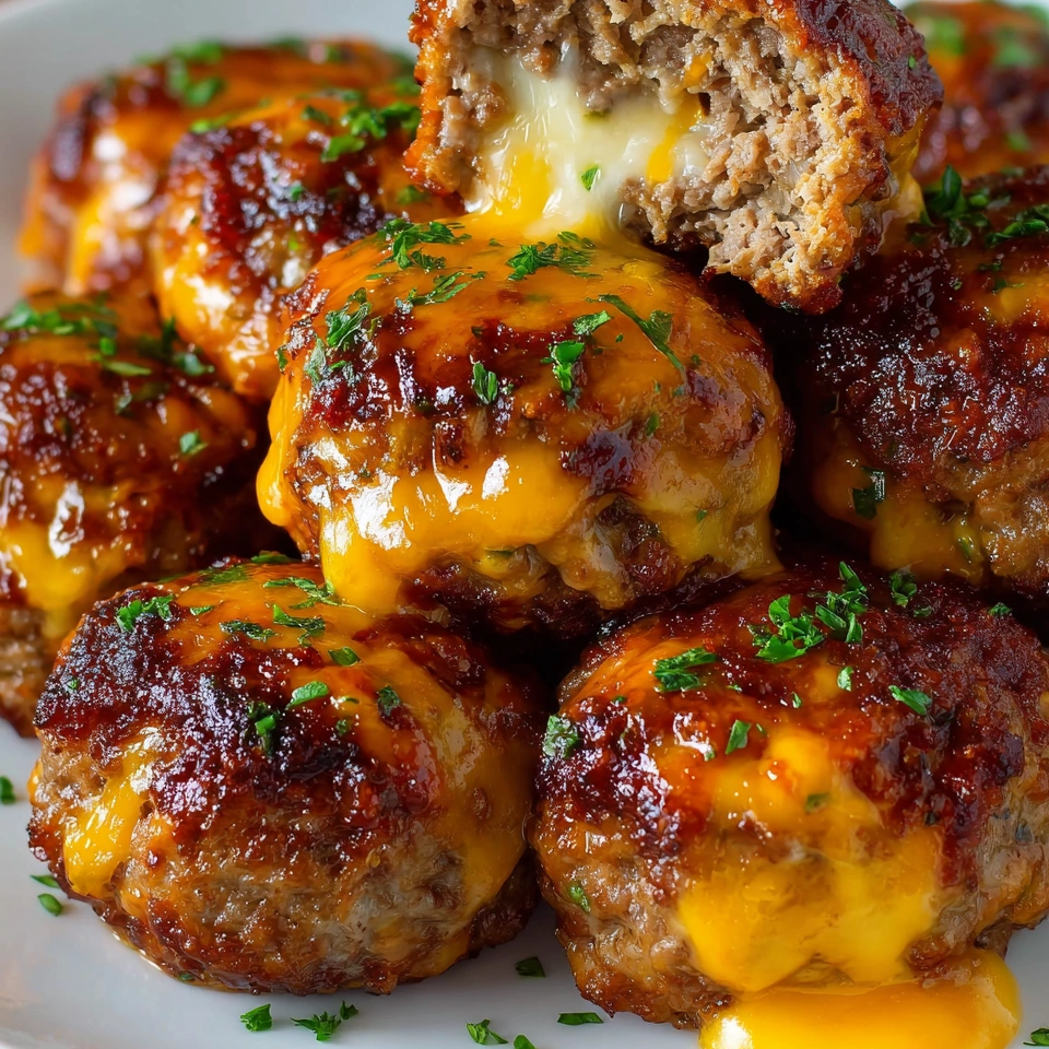 A plate of cheesy stuffed meatloaf bites.