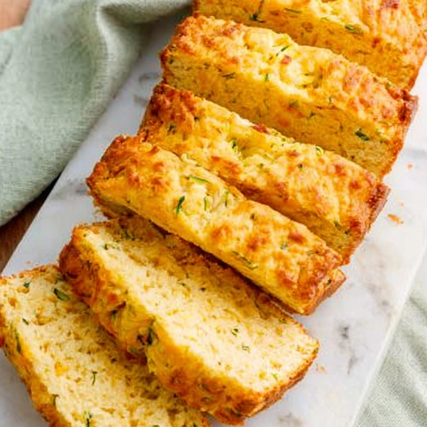A loaf of zucchini cheese bread.