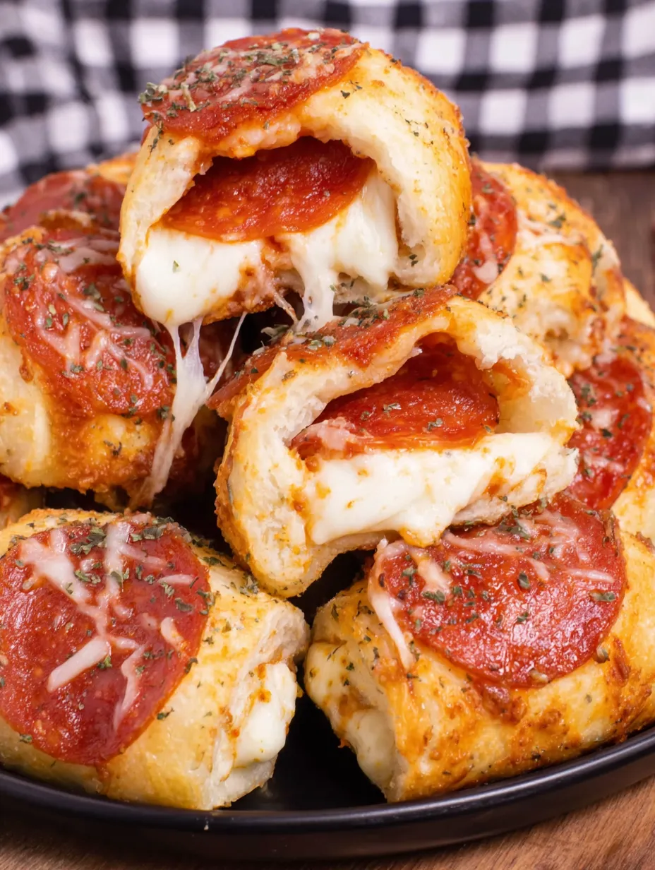 A plate of stuffed crust pizza snacks.