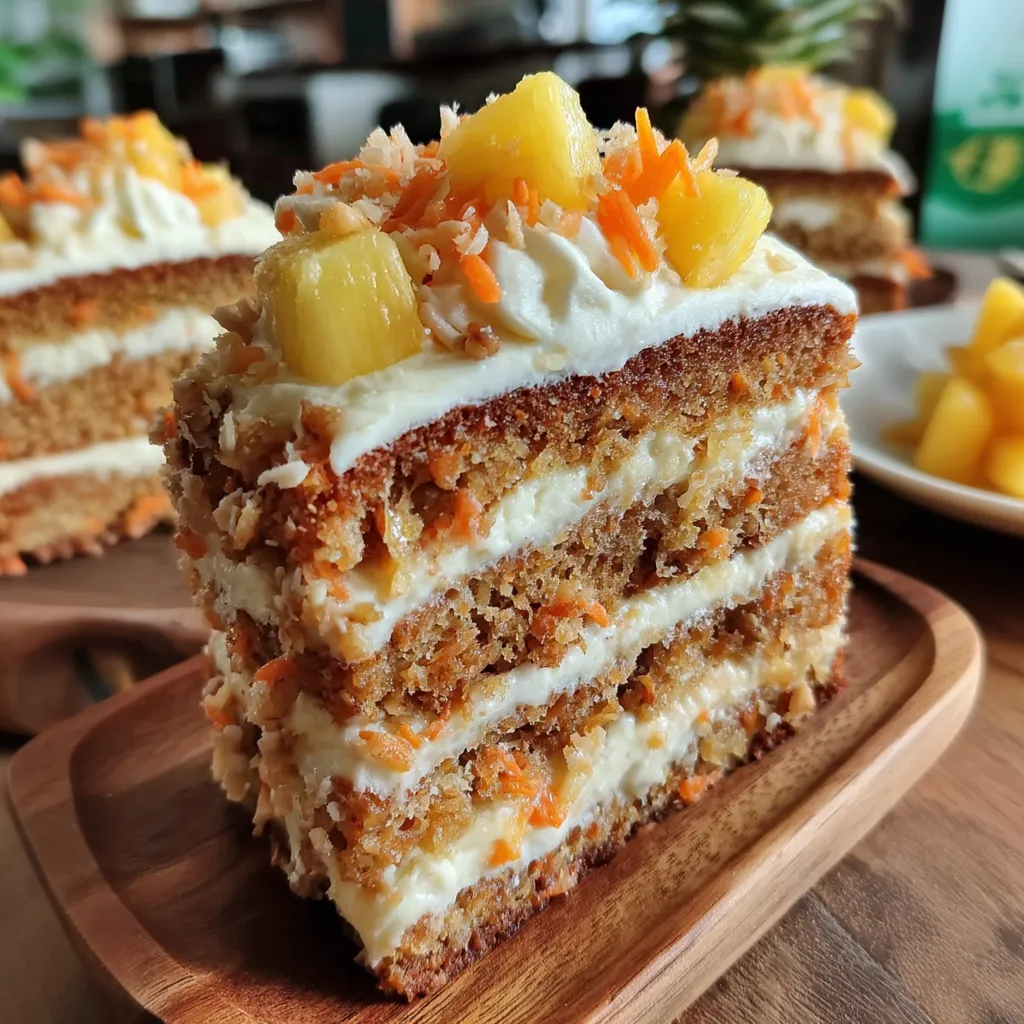 A slice of Hawaiian Carrot Pineapple Cake.