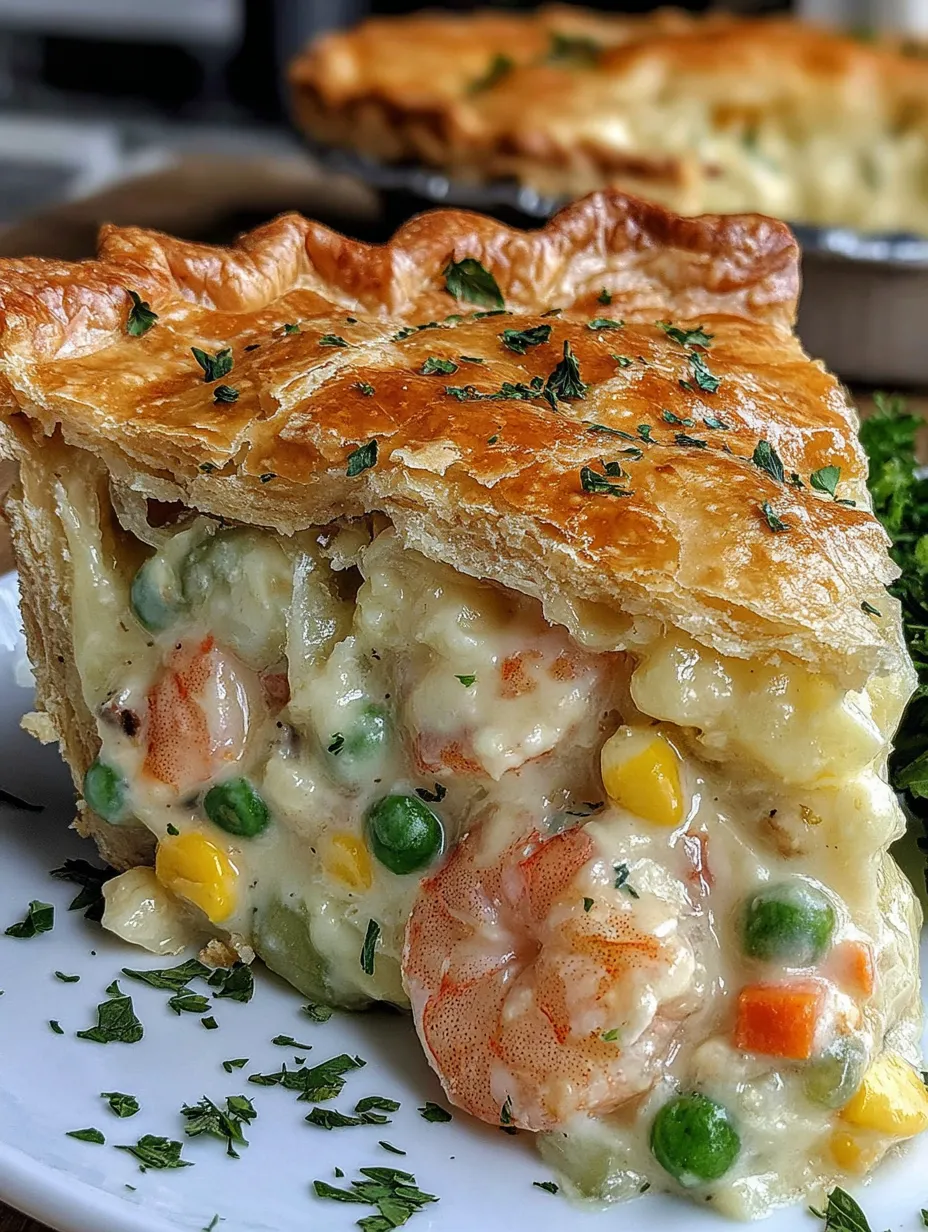 A slice of a Florida Shrimp Cheddar Pie.