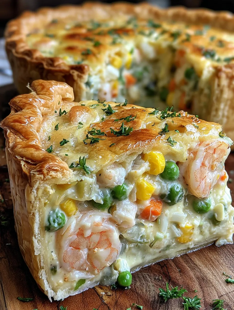 A slice of a Florida Shrimp Cheddar Pie.