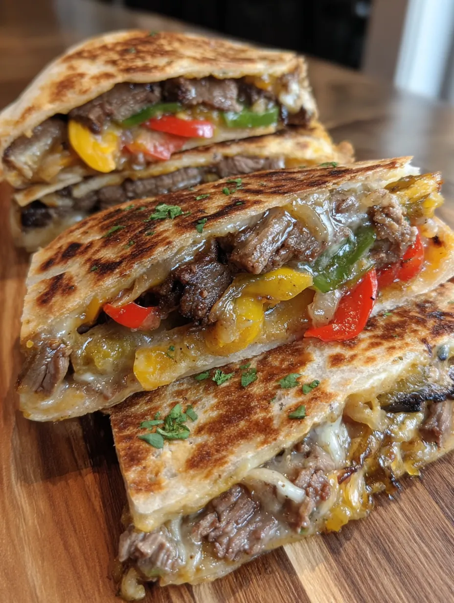 A close up of a delicious steak fajita crunch wrap.