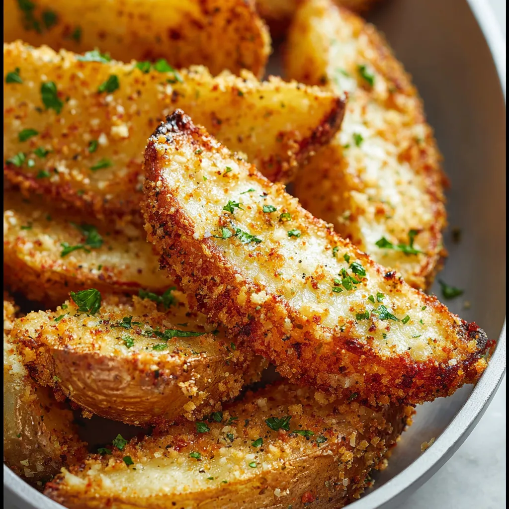 Baked garlic parmesan potato wedges.