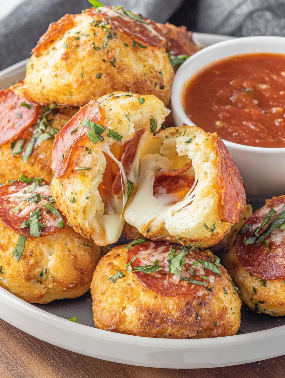 A plate of pizza bombs with sauce.