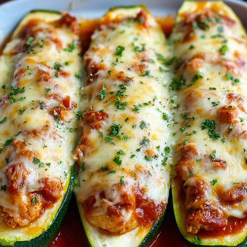 Chicken Parmesan Zucchini Boats.