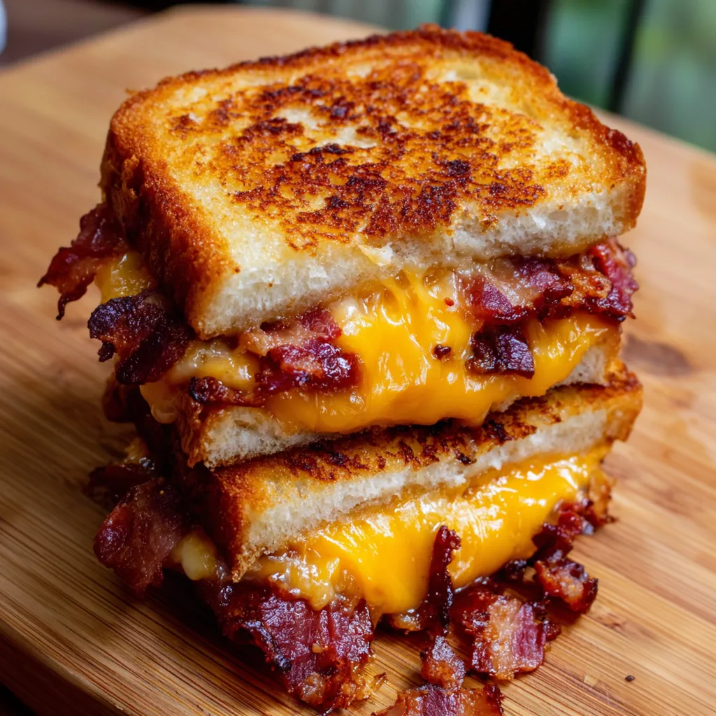 A stack of three grilled cheese sandwiches.