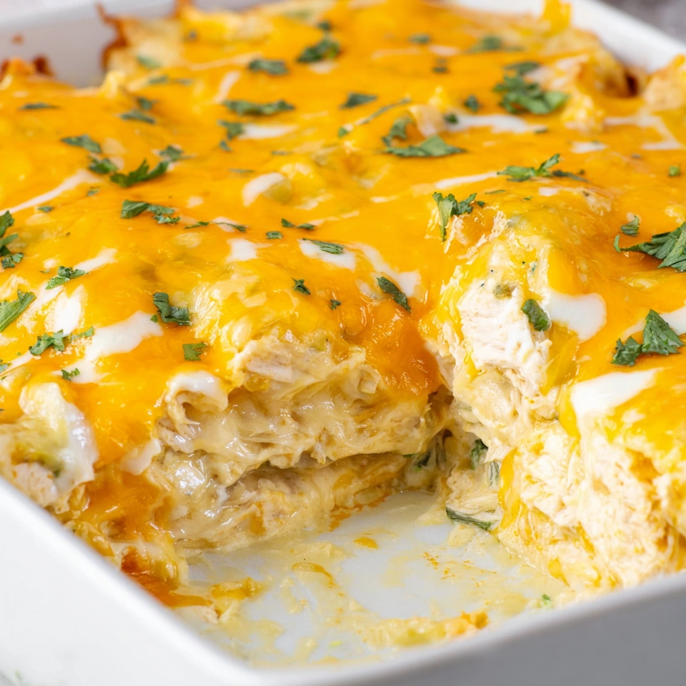 A casserole with cheese and sour cream on top.