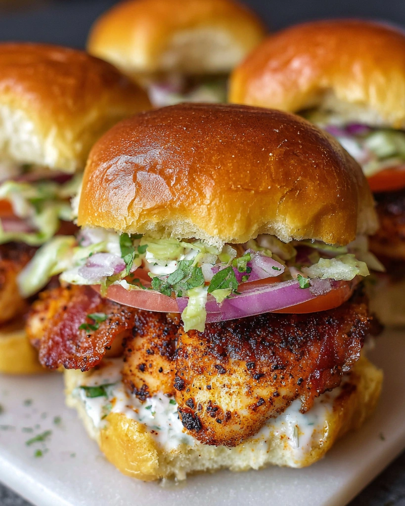 Bacon Ranch BBQ Chicken Sliders.