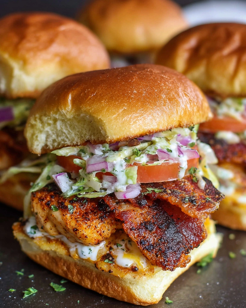 Bacon Ranch BBQ Chicken Sliders.