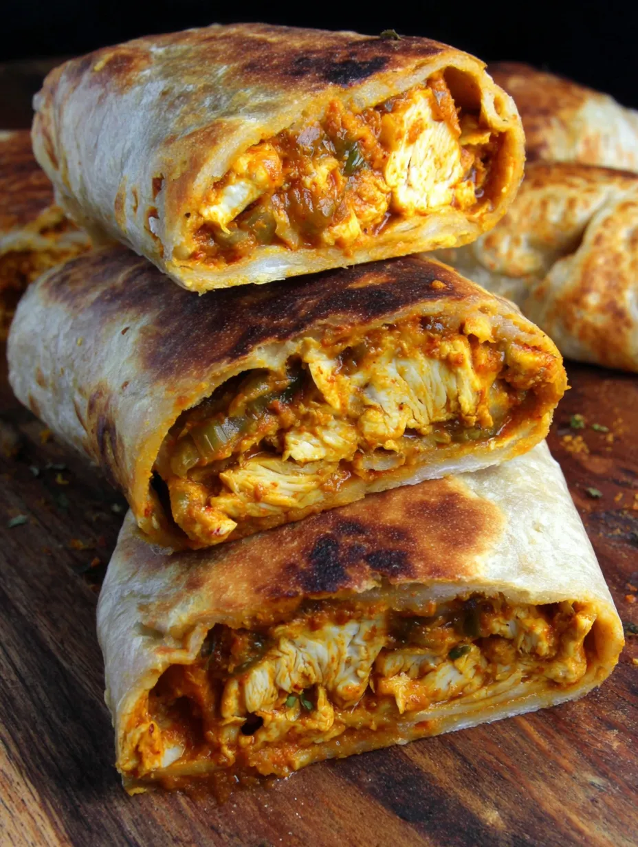A chicken tikka hot pocket on a table.