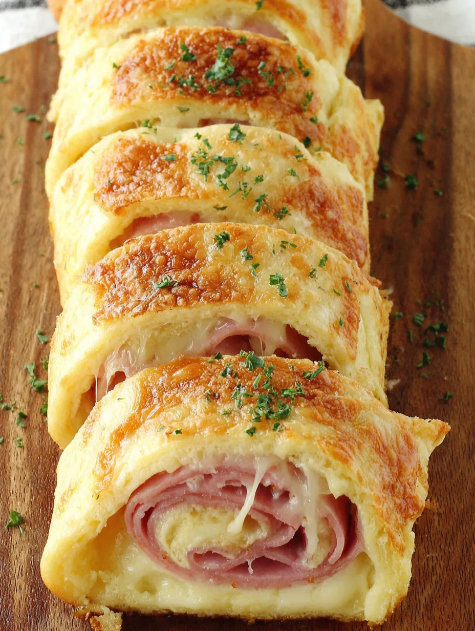 Three rollups of ham and cheese.