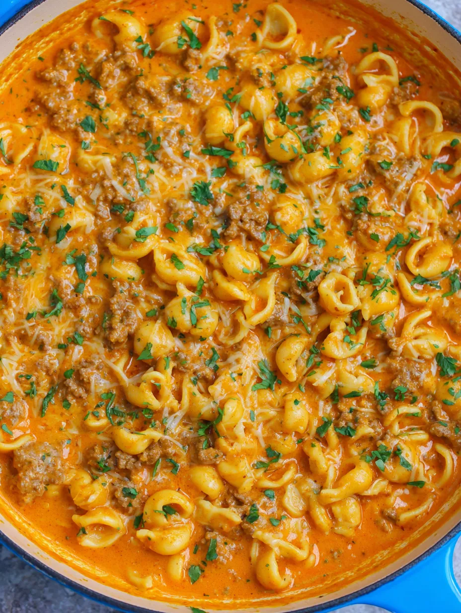 A bowl of homemade Hamburger Helper.