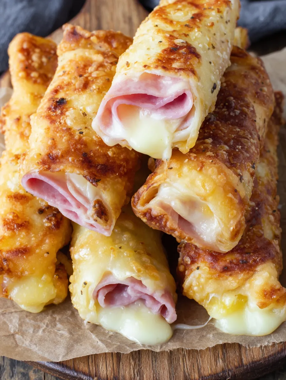 Mozzarella sticks with ham and cheese.