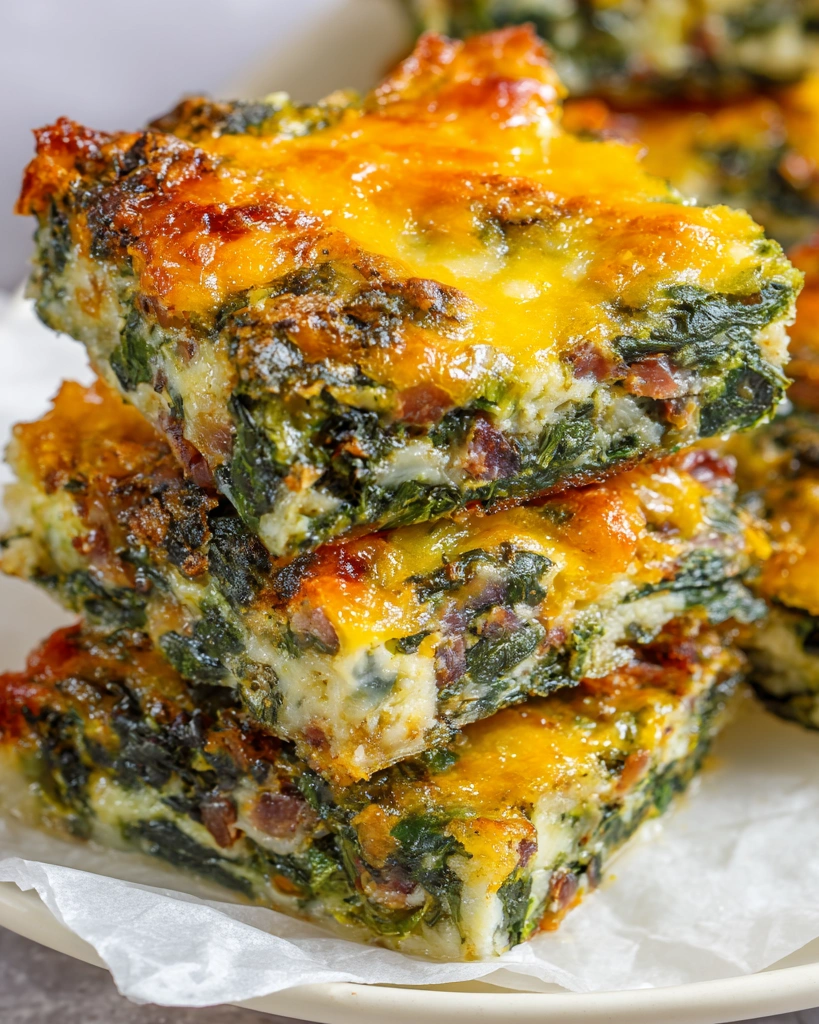 Bacon Cheddar Spinach Squares.
