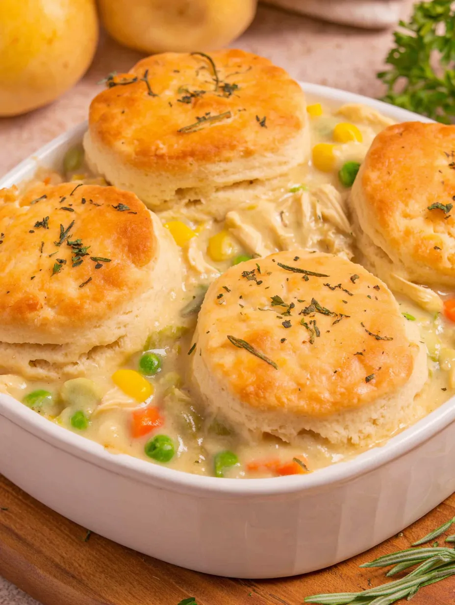 A white bowl filled with chicken pot pie.