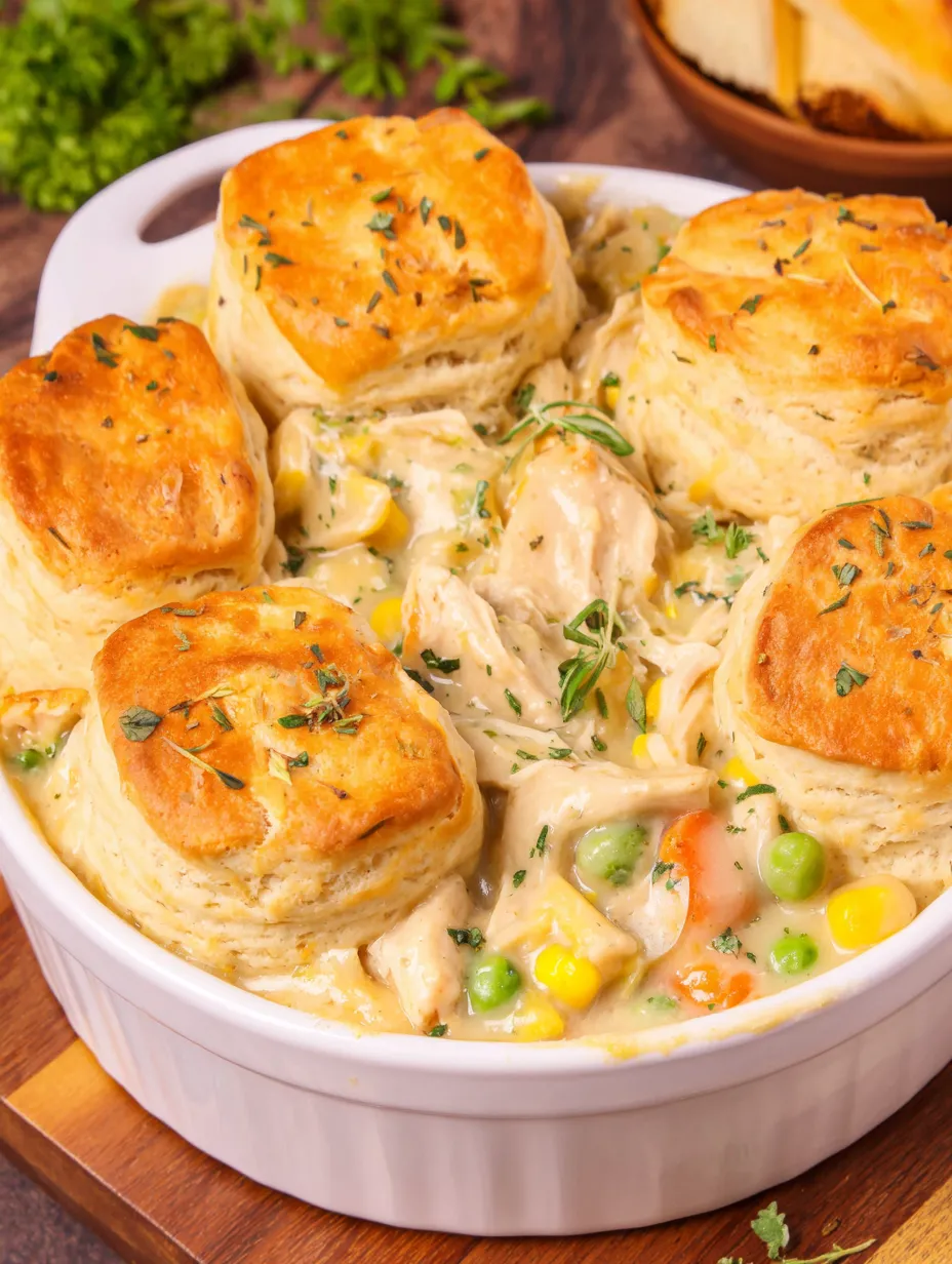 A white bowl filled with chicken pot pie.