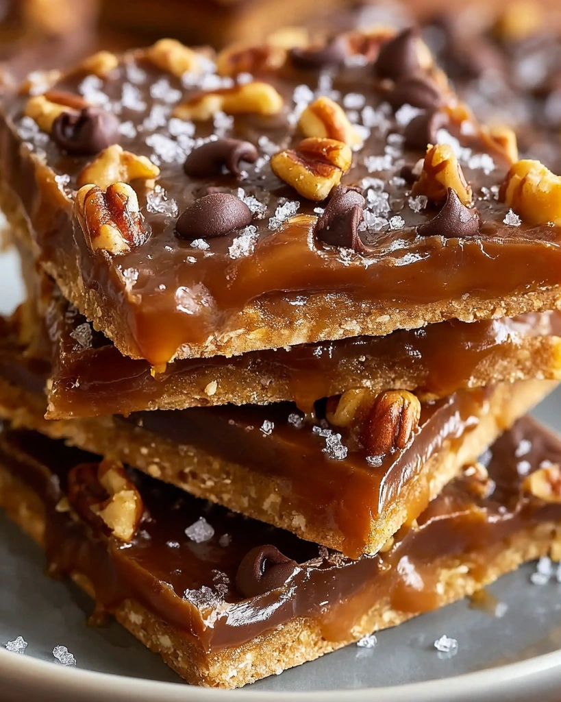 A stack of chocolate toffee bars.