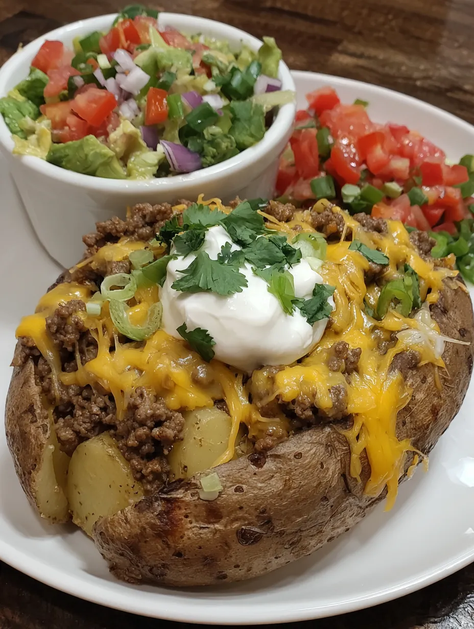 A plate of food with a baked potato and a salad.