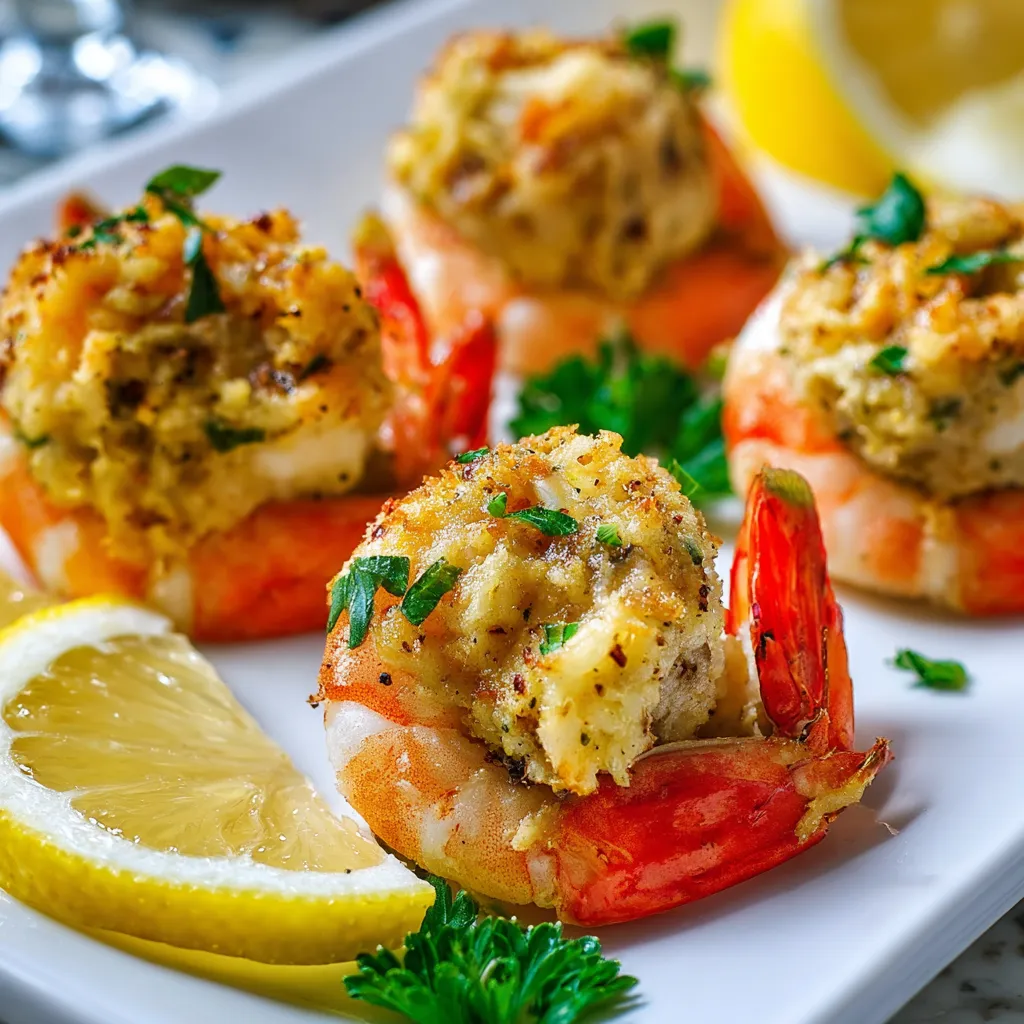 A plate of crab cake stuffed shrimp.