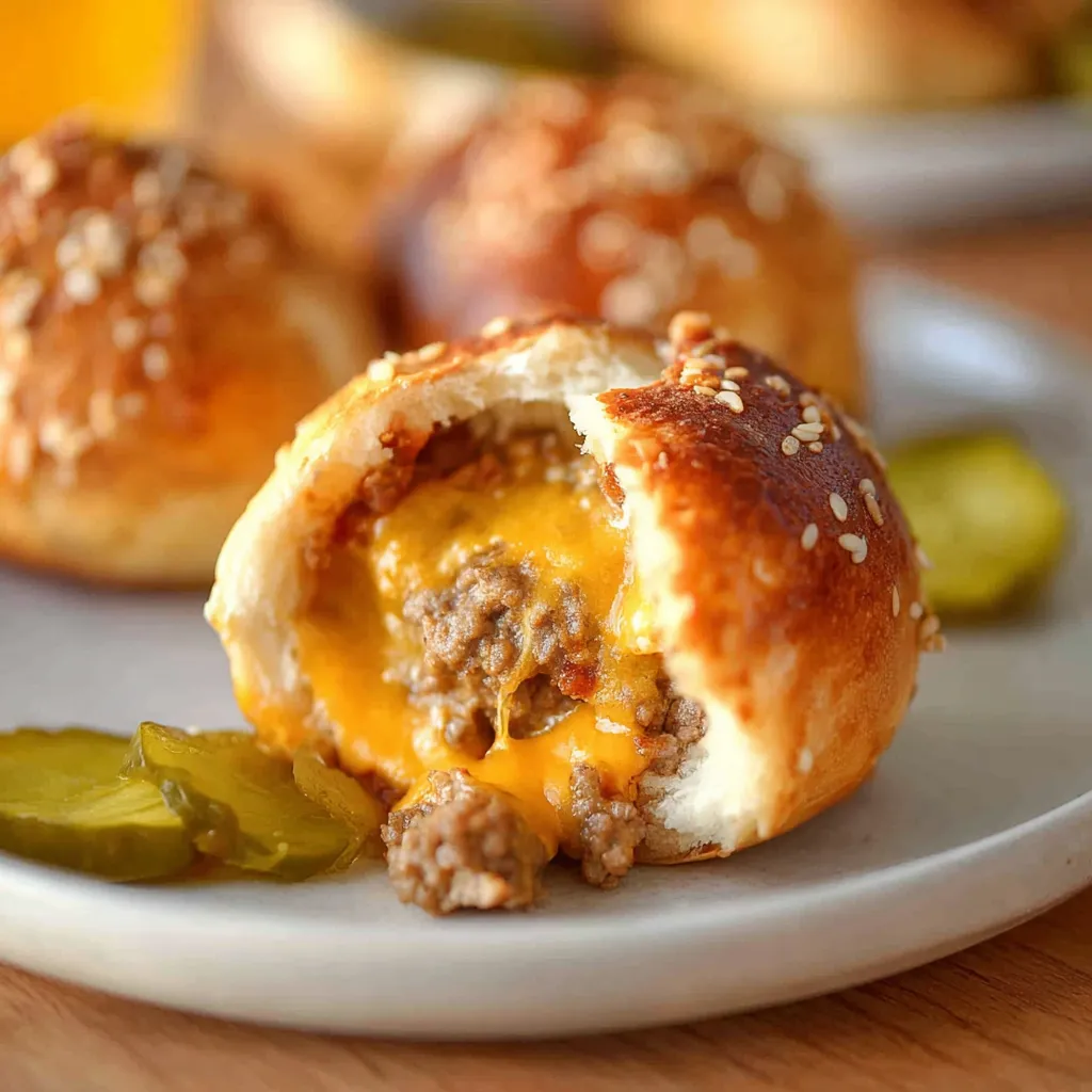 A plate of bacon cheeseburger bombs.