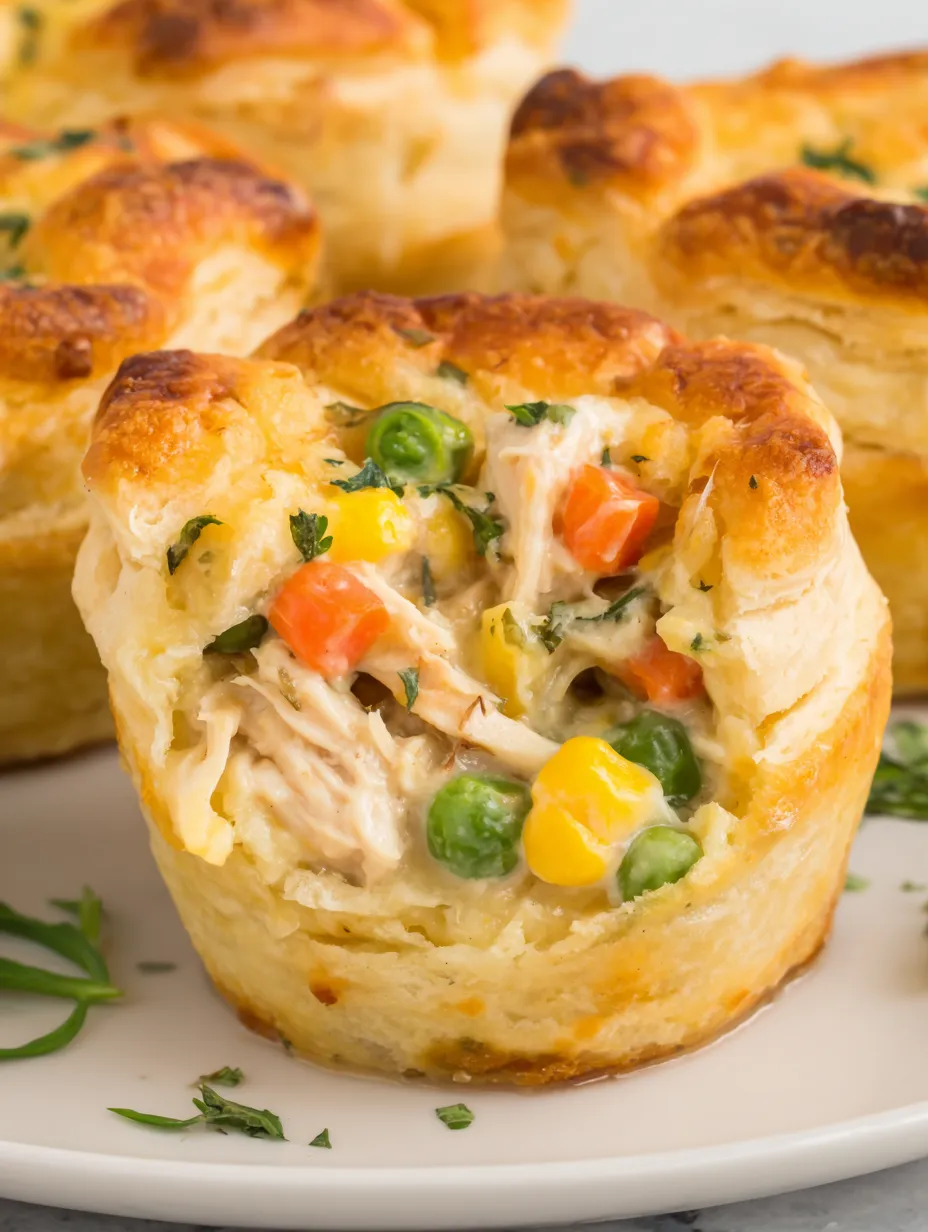 Mini chicken pot pies with peas and carrots.