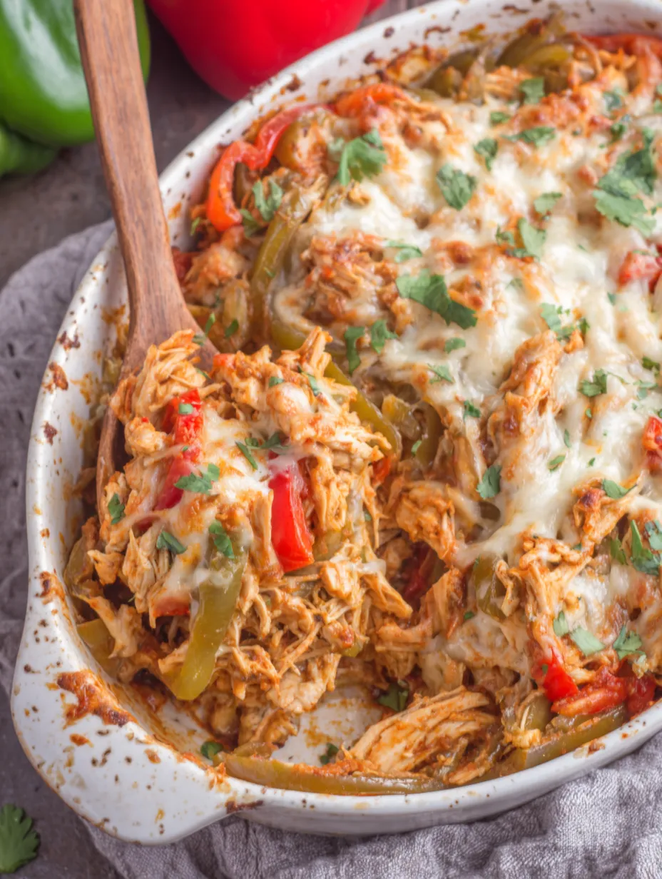 A delicious chicken fajita casserole.