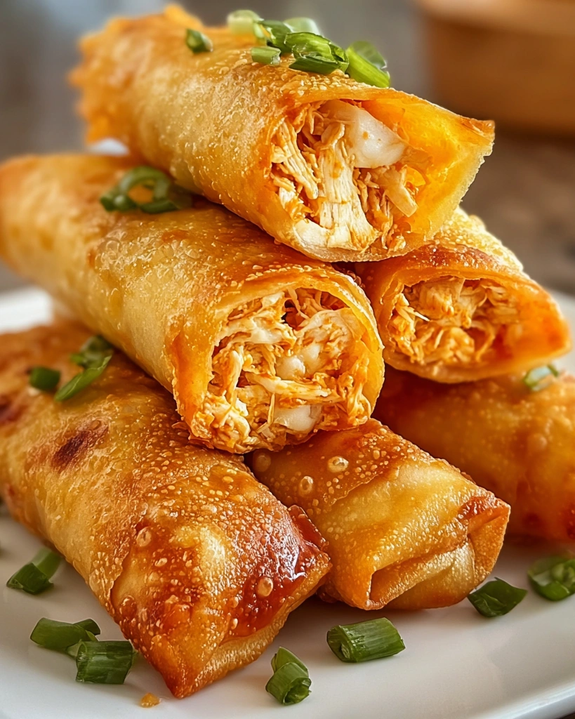 Air fryer buffalo chicken egg rolls.