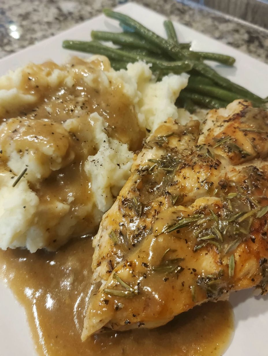 A plate of food with chicken and potatoes.