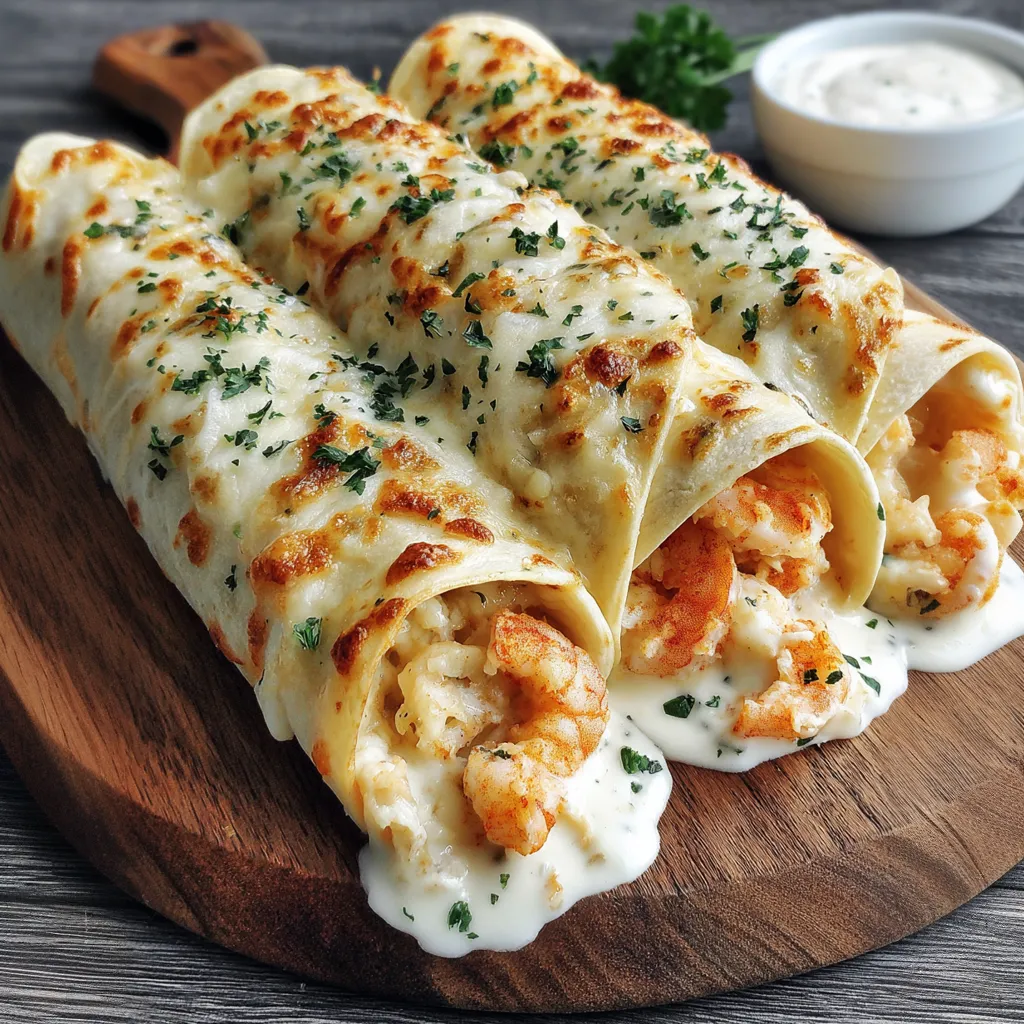 A plate of cheesy seafood tortilla bombs.