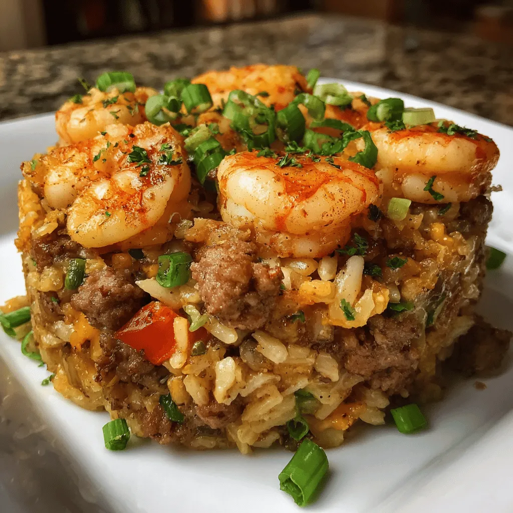 A plate of shrimp dirty rice skillet.