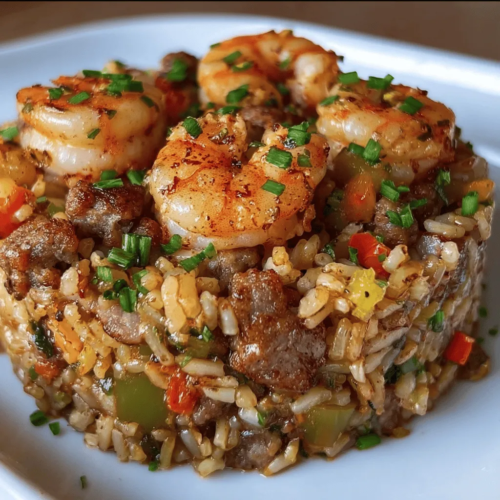 A plate of shrimp and rice.