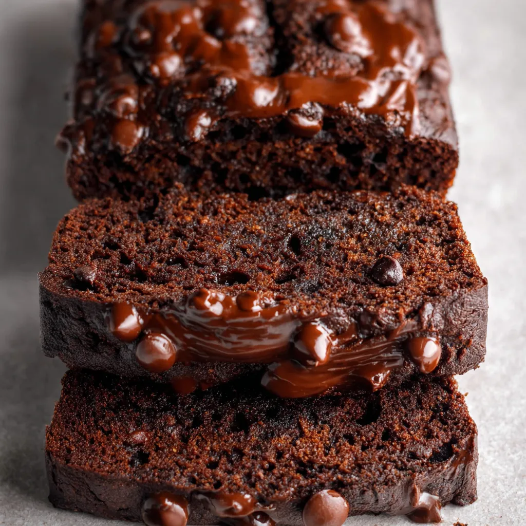 A slice of double chocolate banana bread.