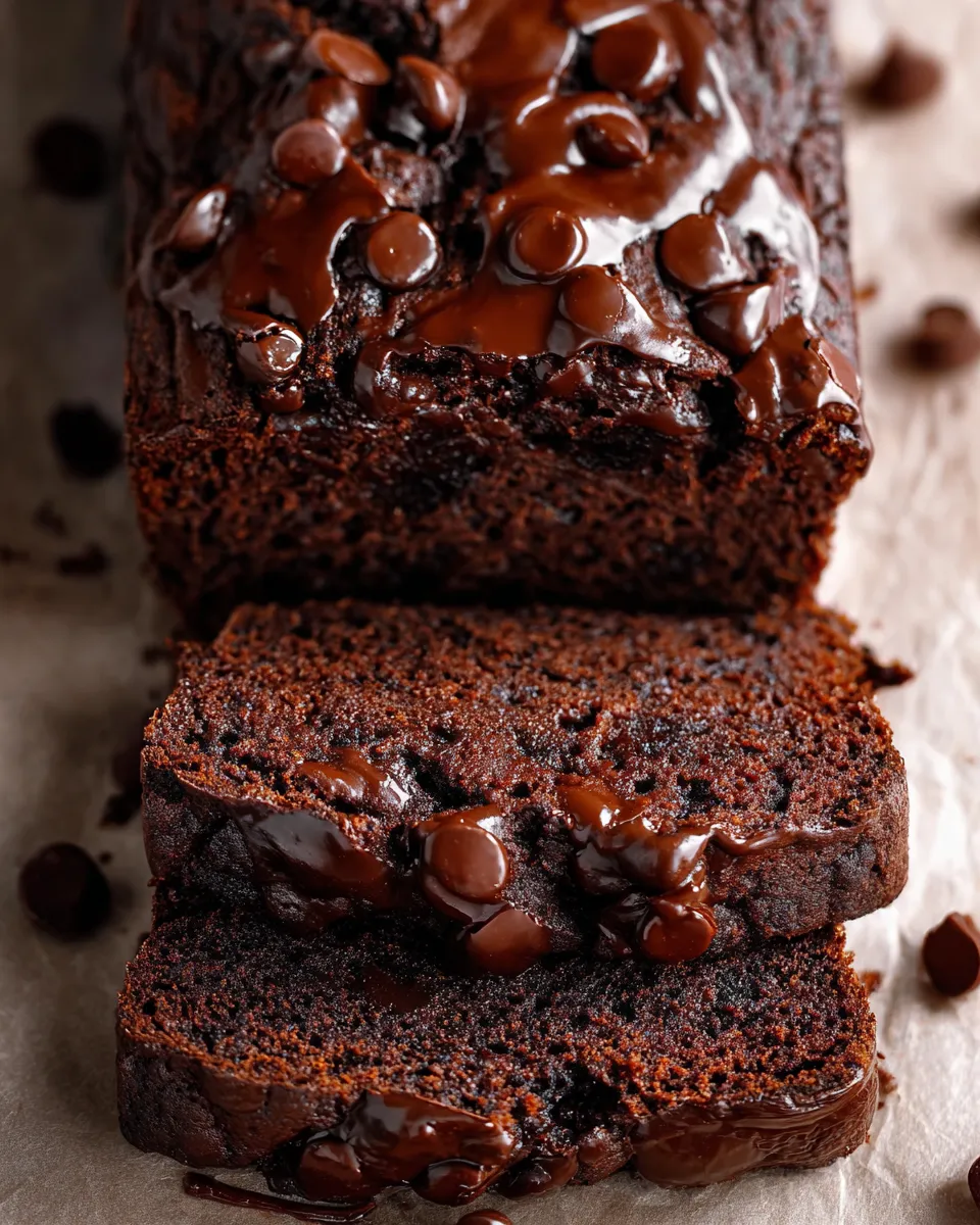 A slice of double chocolate banana bread.