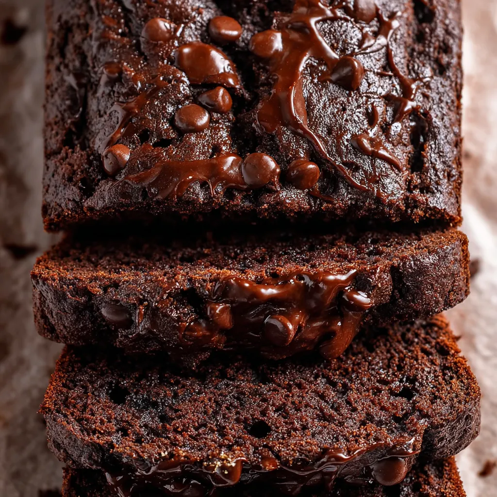 A slice of double chocolate banana bread.