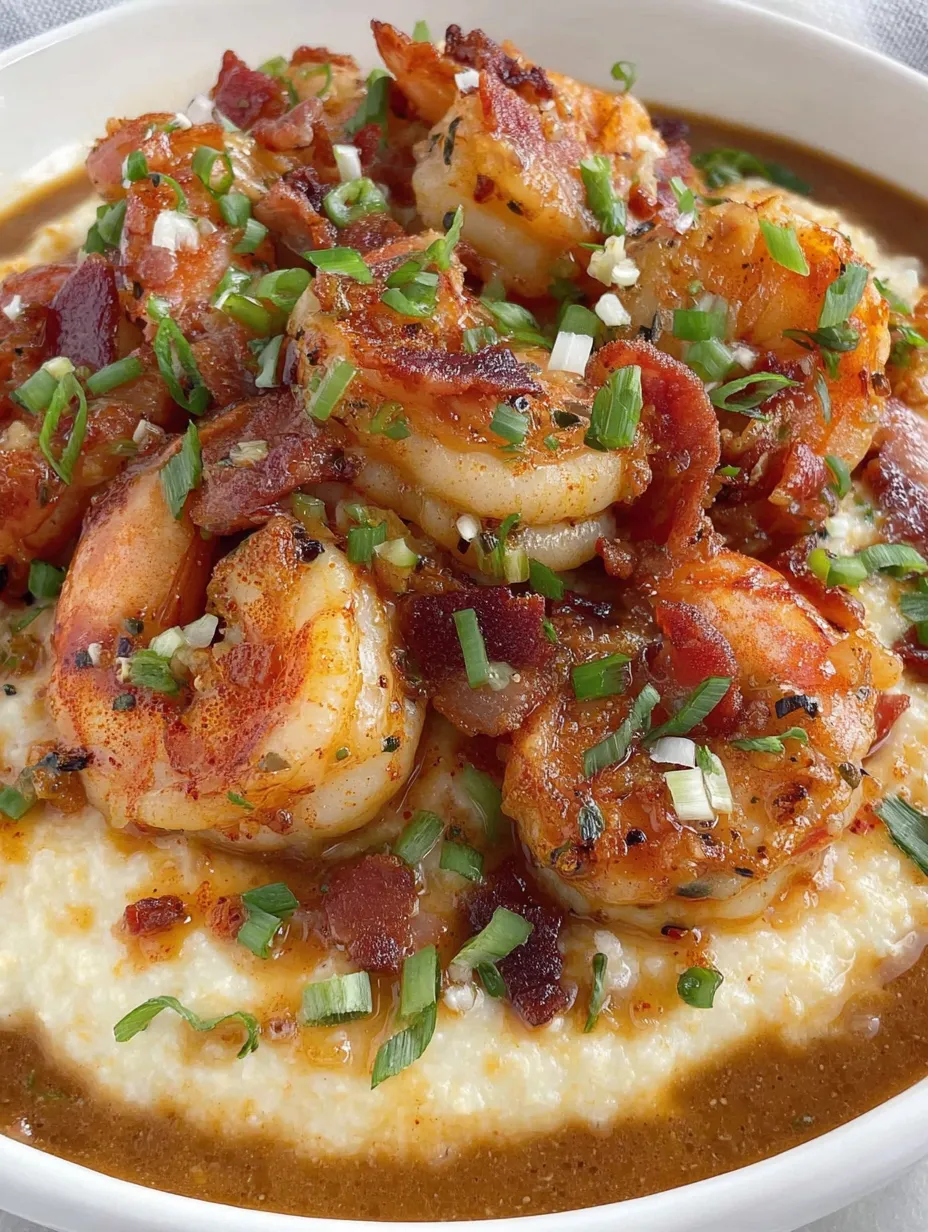 A plate of shrimp and grits.