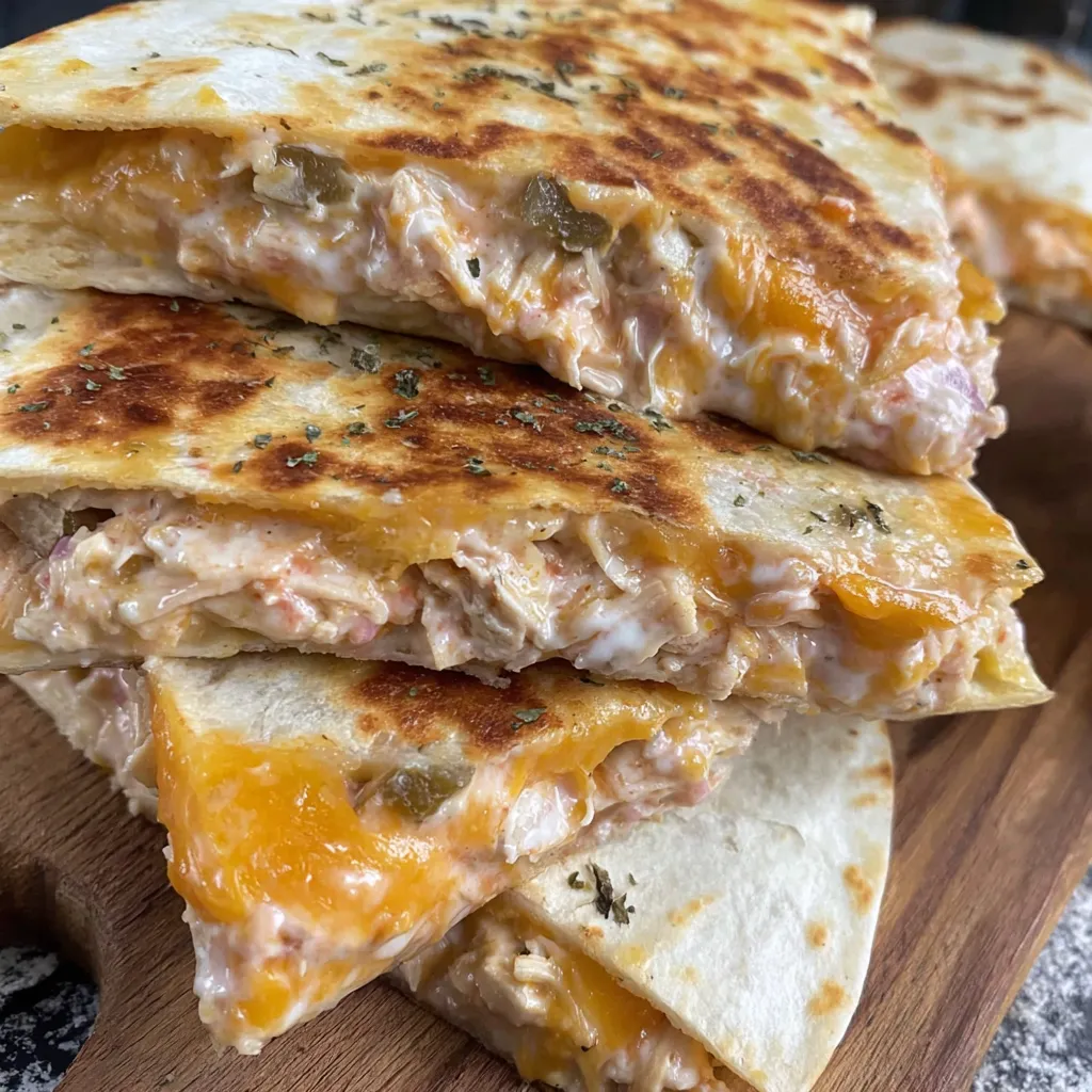 A stack of chicken quesadillas.