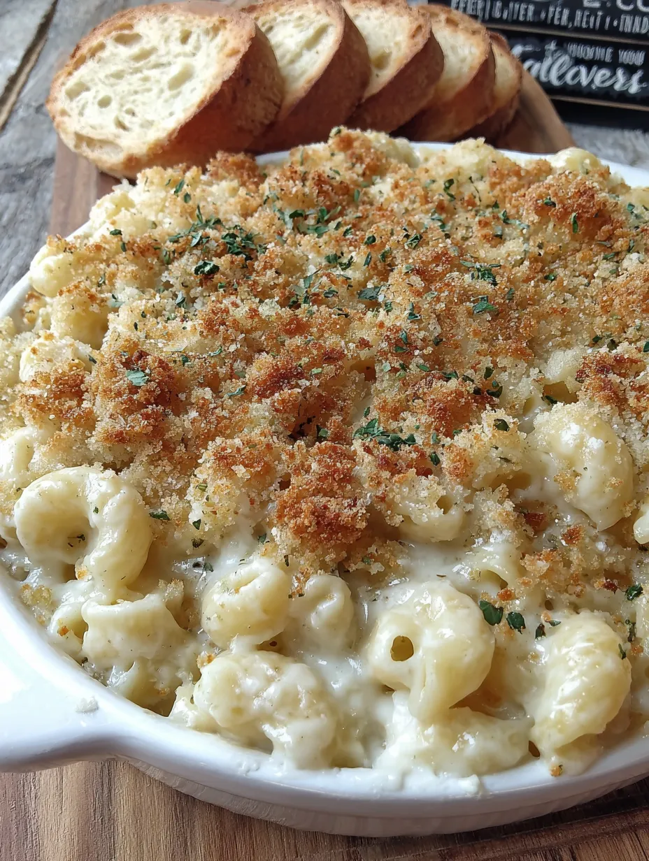 A bowl of baked mac and cheese.