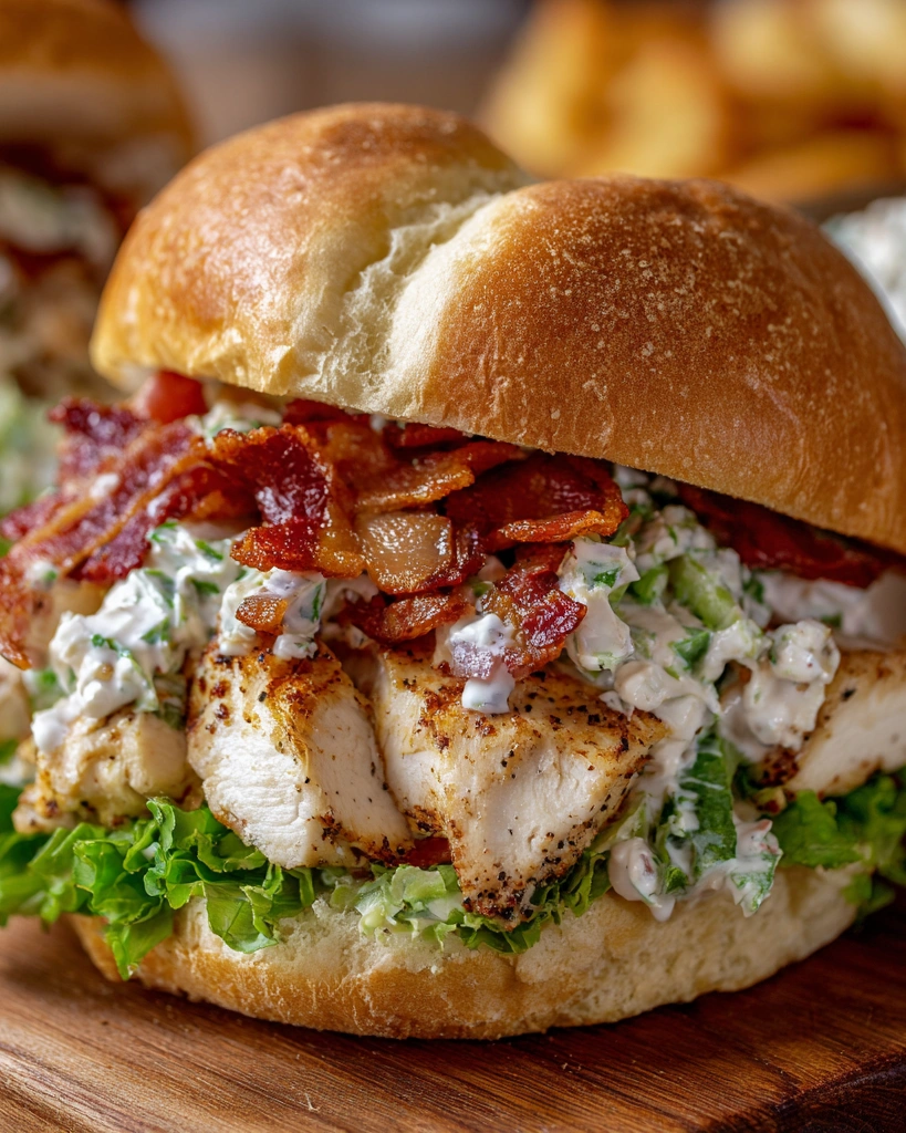 A chopped chicken bacon ranch sandwich.