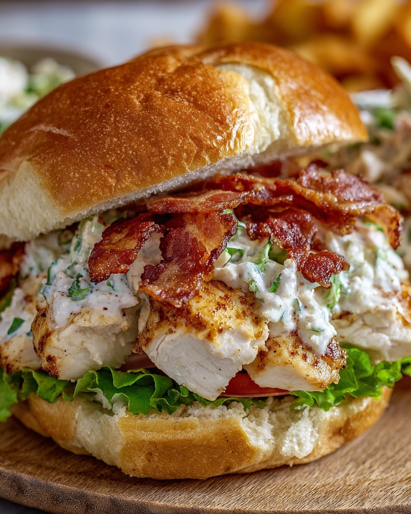 A chopped chicken bacon ranch sandwich.