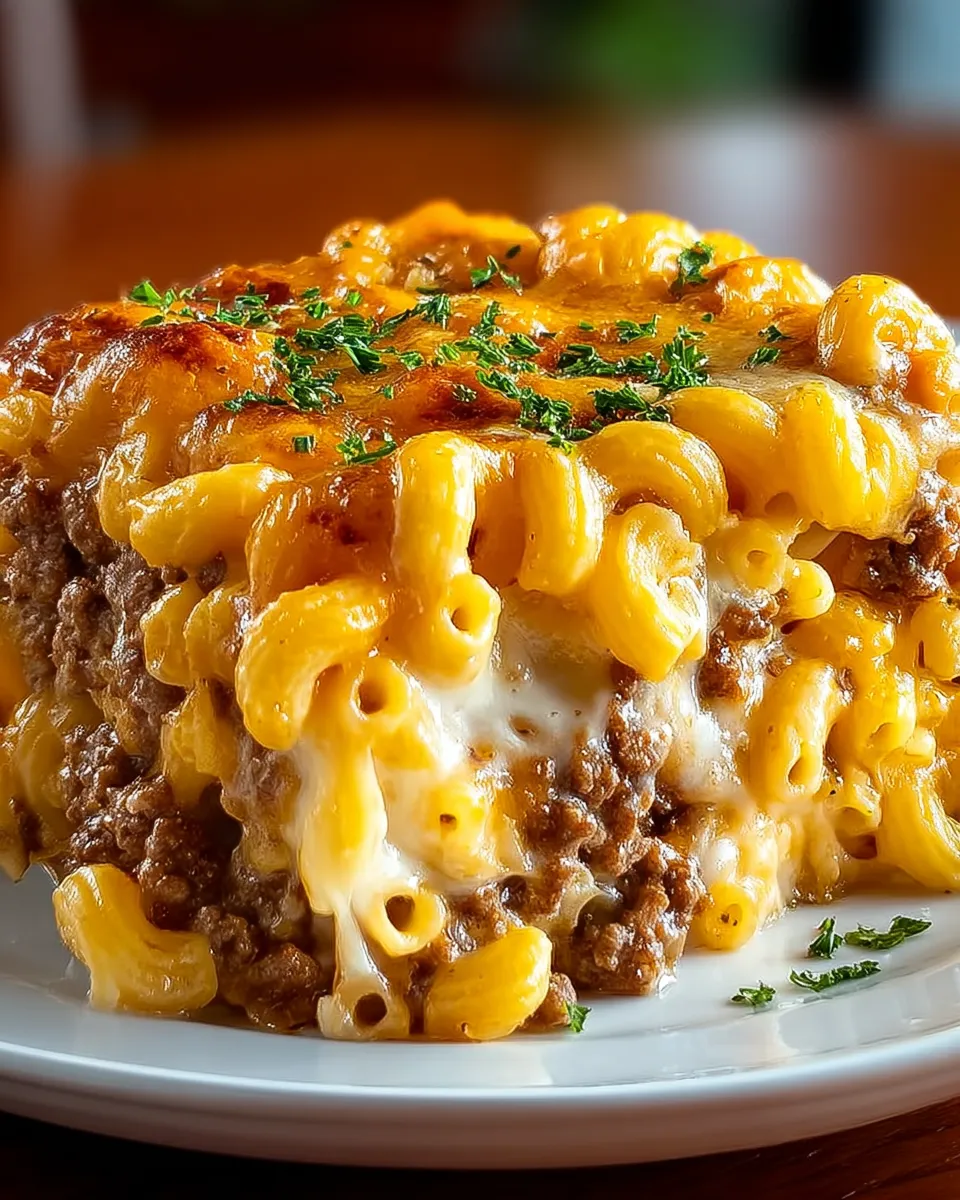 A plate of meatloaf and cheddar shells casserole.