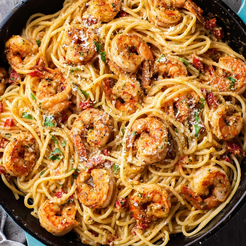 A bowl of Cajun Shrimp Pasta.