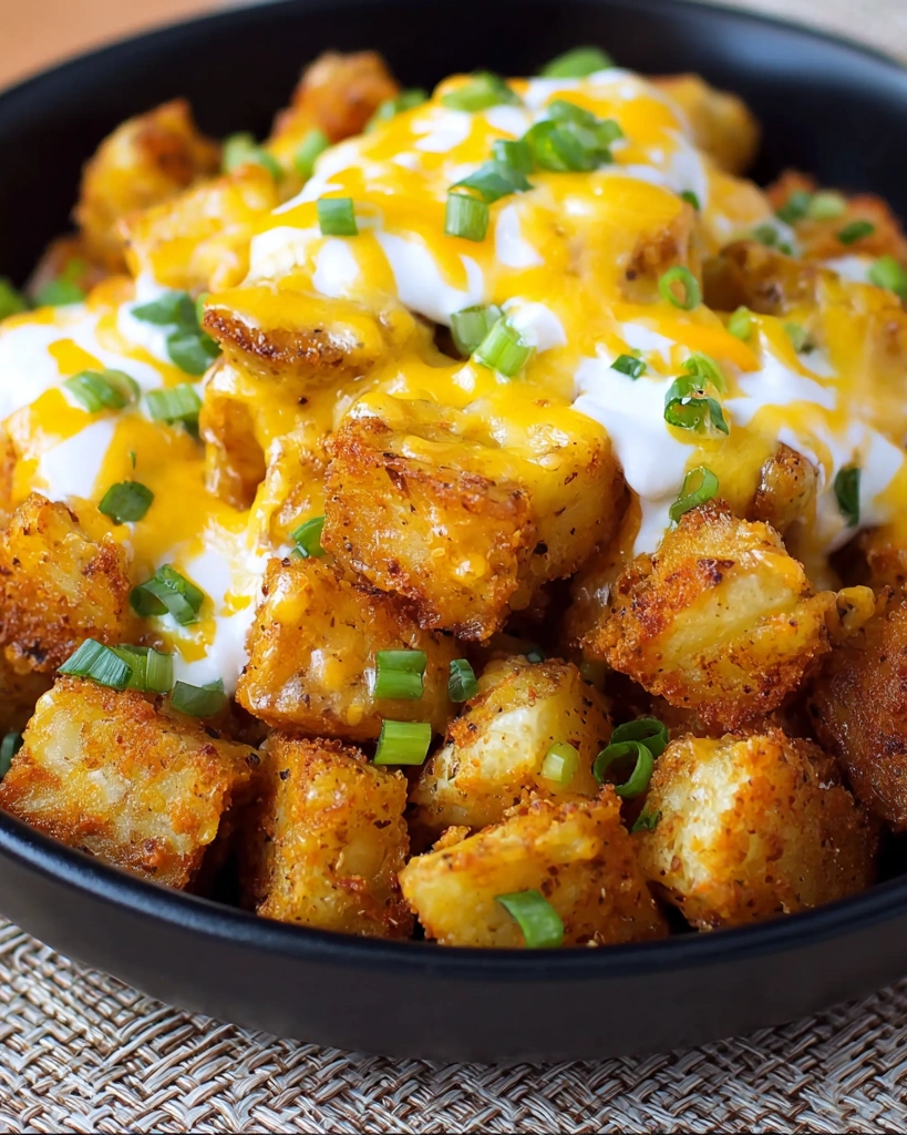 A bowl of Taco Bell Cheesy Fiesta Potatoes.