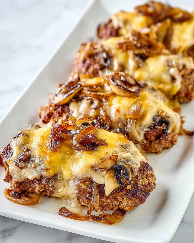A plate of food with onions and cheese.