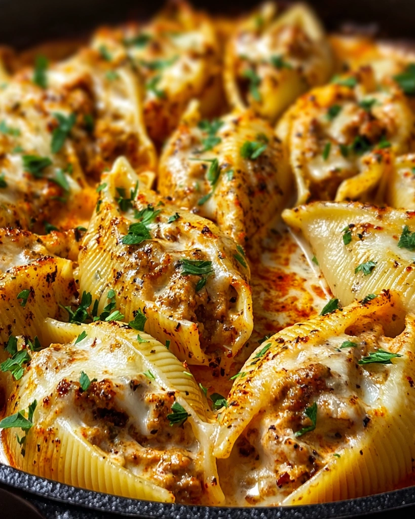 A plate of Creamy Cajun Chicken Stuffed Shells.