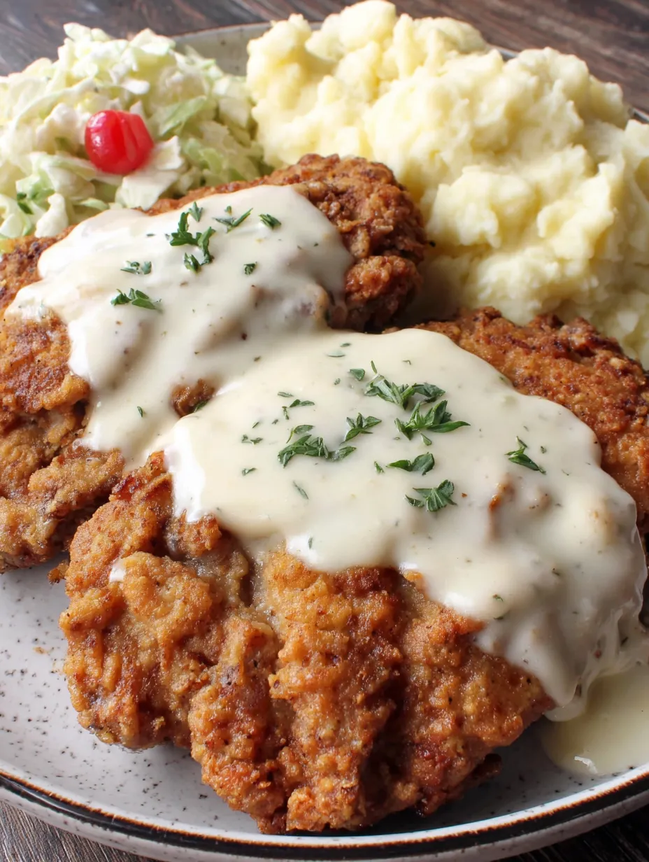 Chicken fried steak with country gravy.