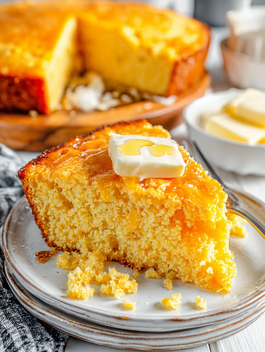 A slice of Grandma's Buttermilk Cornbread.