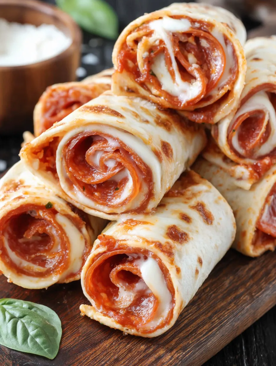 A stack of pepperoni pizza rollups.