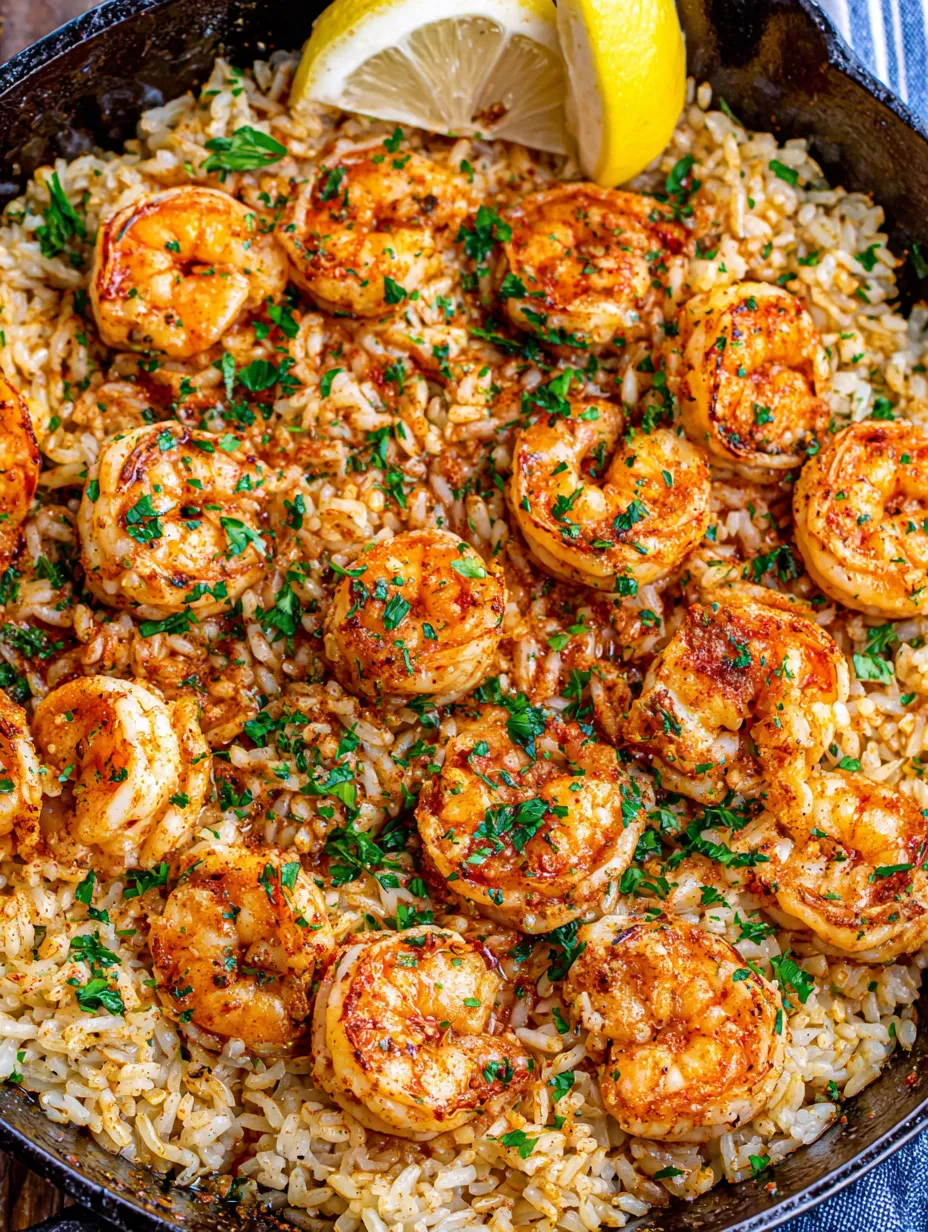 A dish of shrimp and rice.