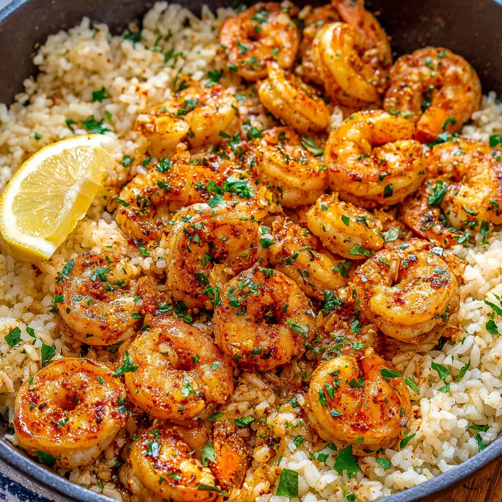 A bowl of shrimp and rice.